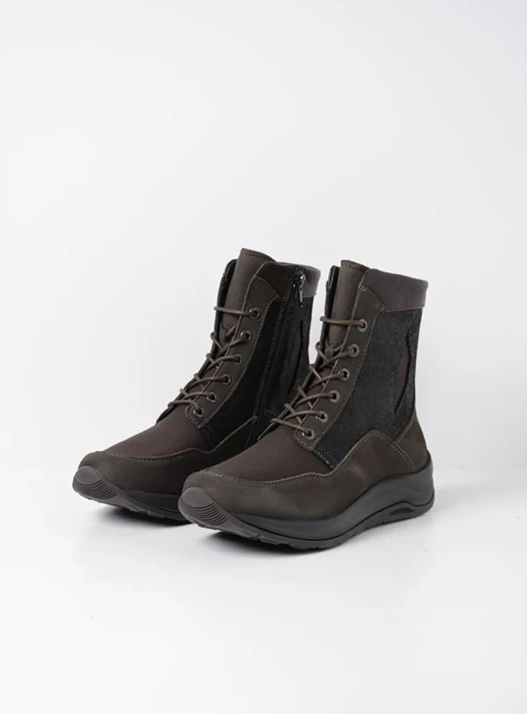 Wolky Hoge veterschoenen 00983 Ellon S2F 90302 asfalt stretchleer