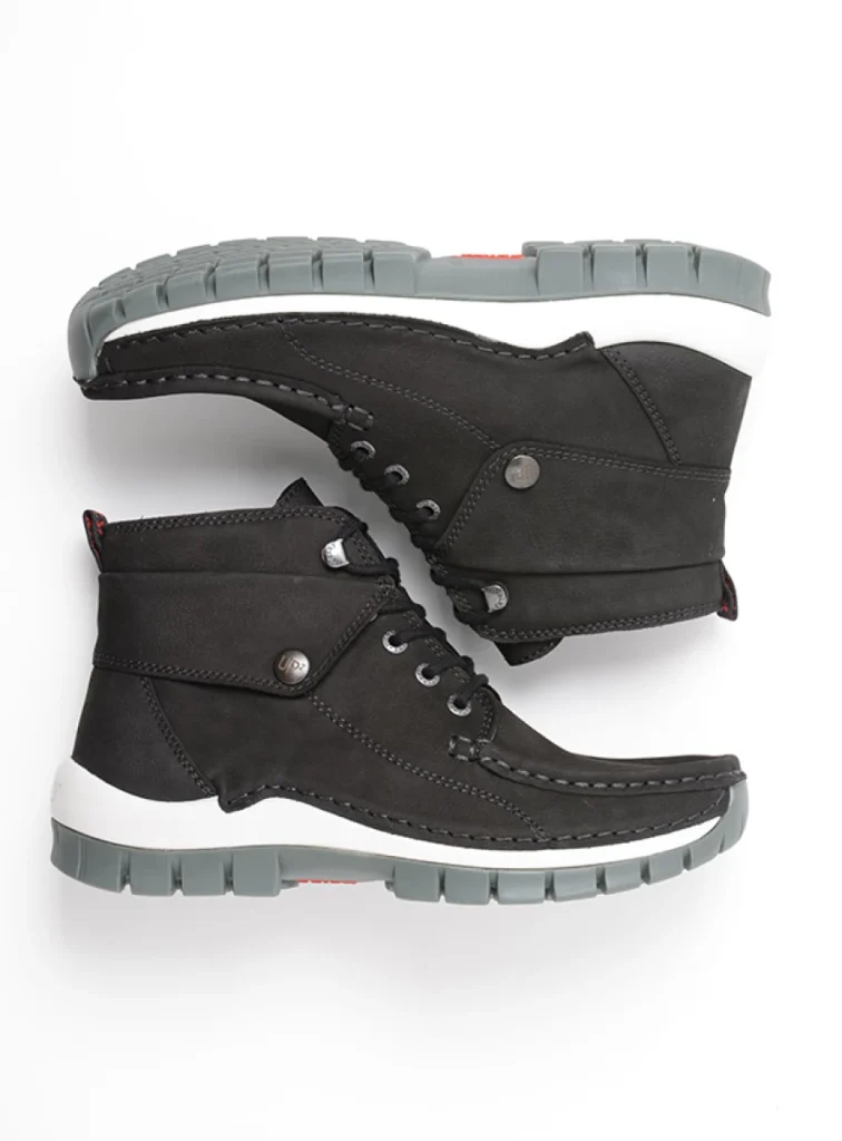 Wolky Hoge veterschoenen 04725 Jump 11015 zwart grijsgroen nubuck