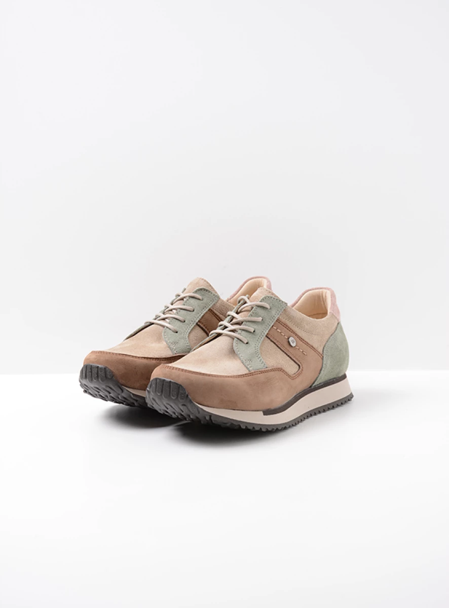 Wolky Veterschoenen 05804 e-Walk 90151 taupe grijsgroen combi leer