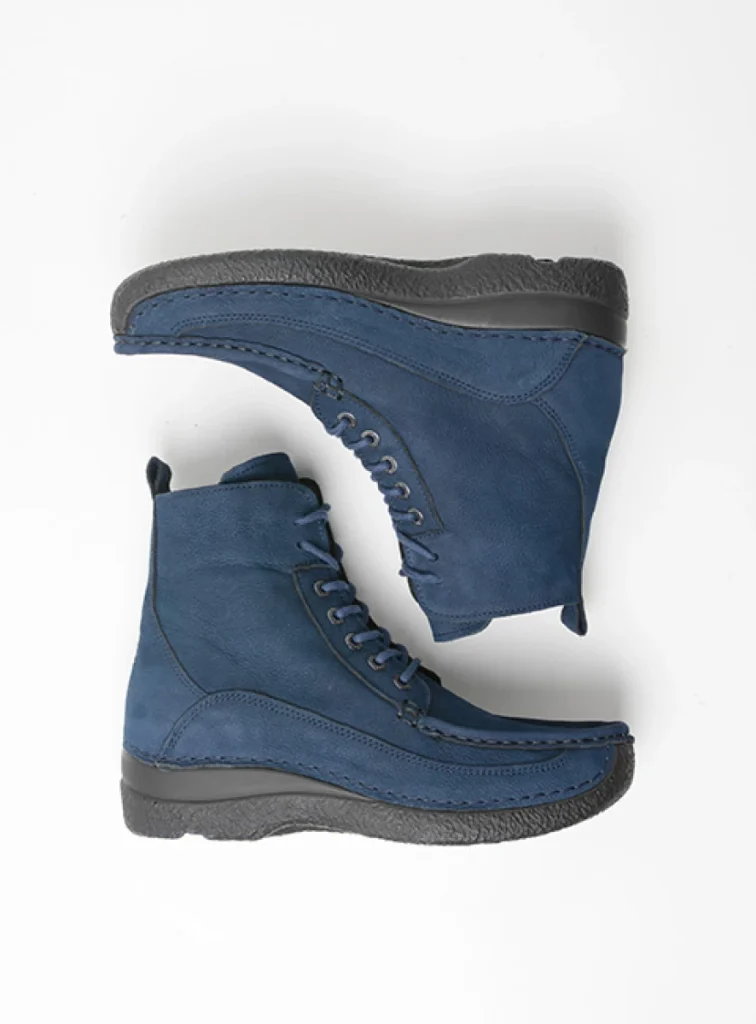 Wolky Hoge veterschoenen 06201 Roll Boot 11820 blauw nubuck