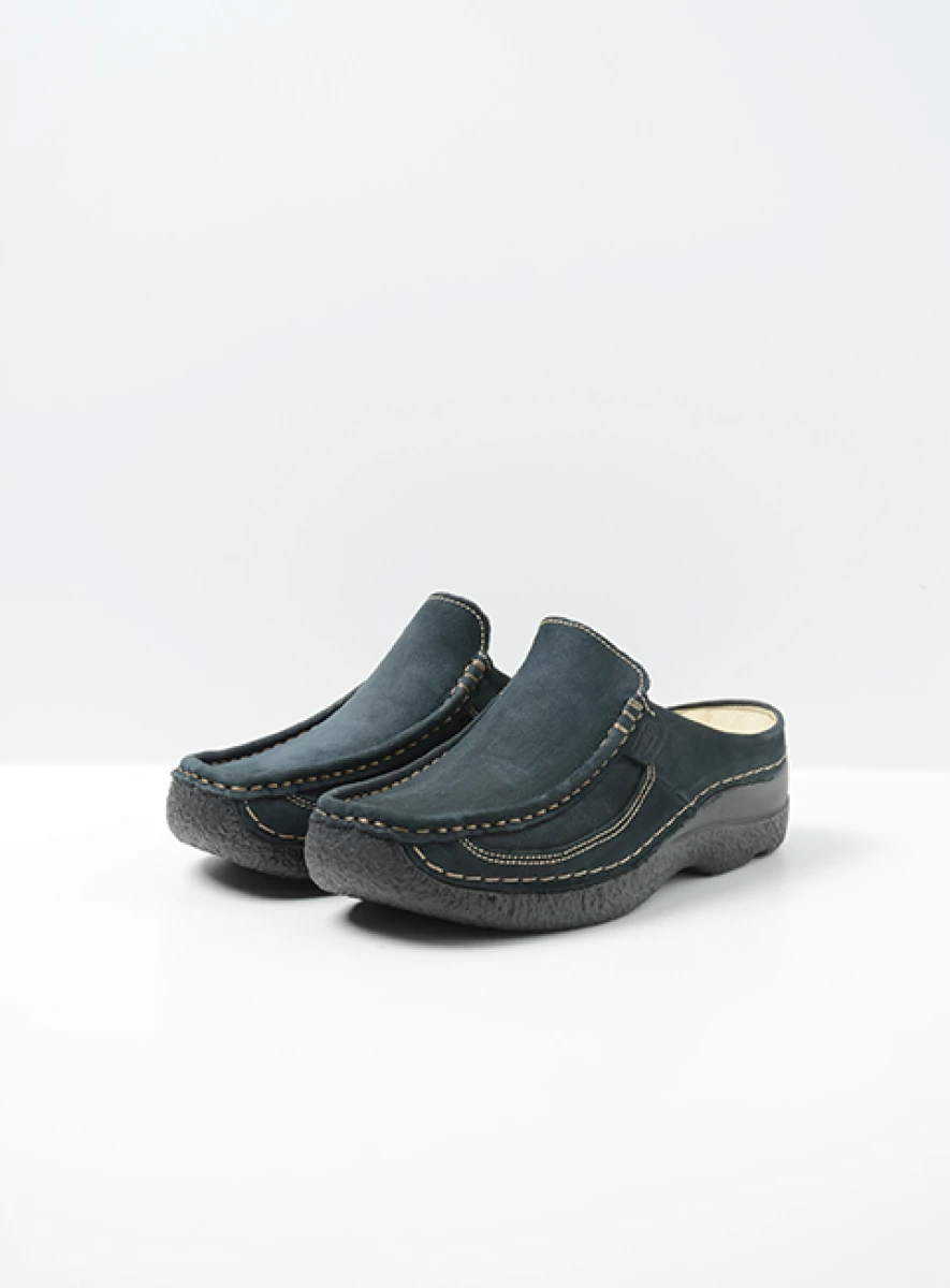 Wolky Slippers 06202 Roll Slide 11800 blauw nubuck