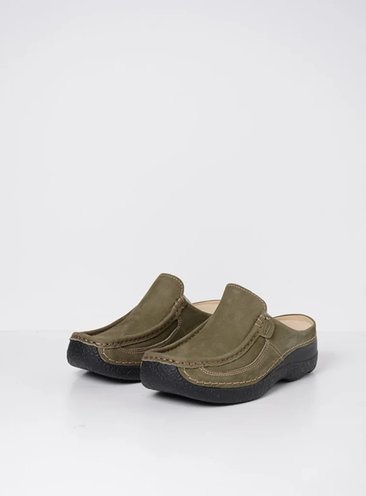 Wolky Slippers 06202 Roll Slide 13709 pesto groen nubuck