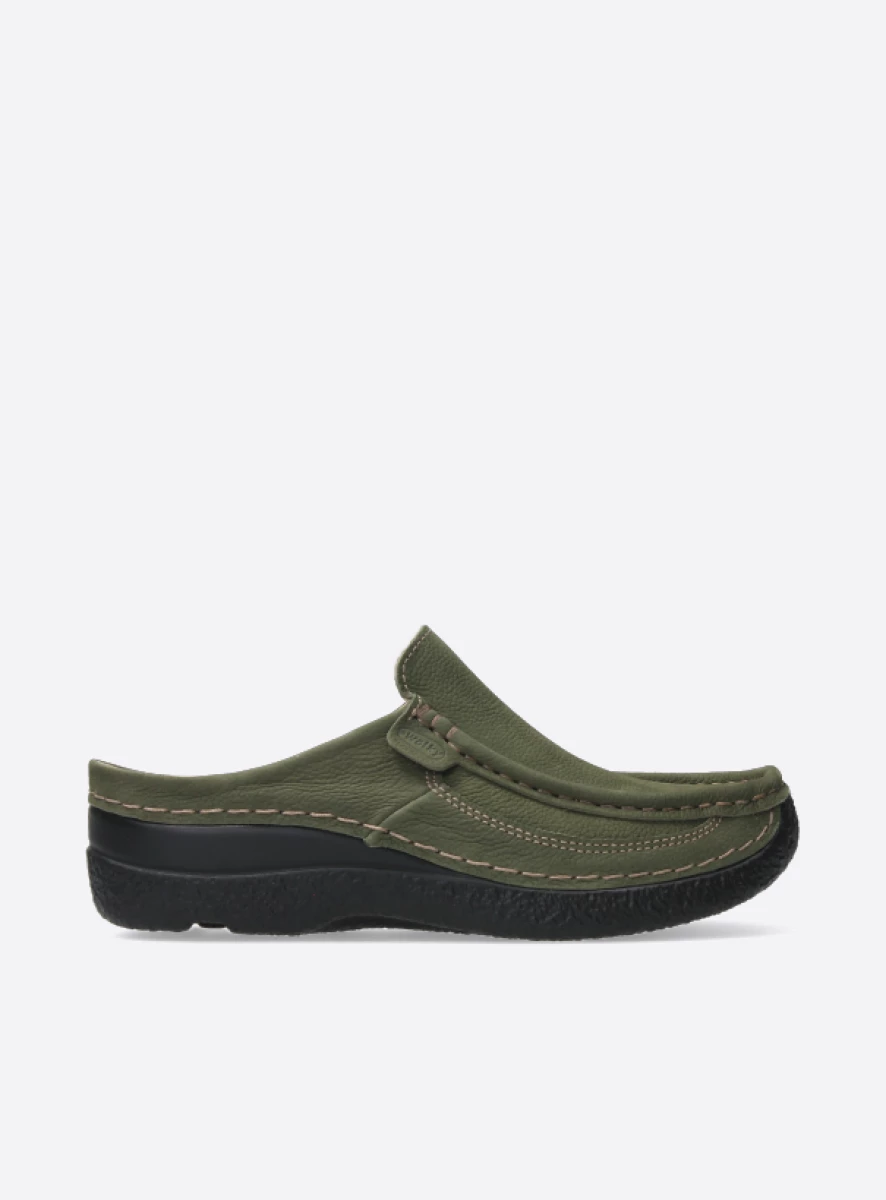 Wolky Slippers 06202 Roll Slide 13709 pesto groen nubuck