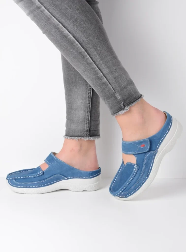 Wolky Slippers 06227 Roll Slipper 11803 dodger blauw nubuck