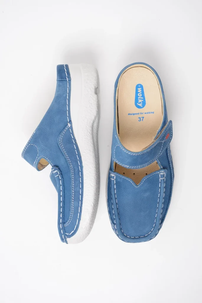 Wolky Slippers 06227 Roll Slipper 11803 dodger blauw nubuck