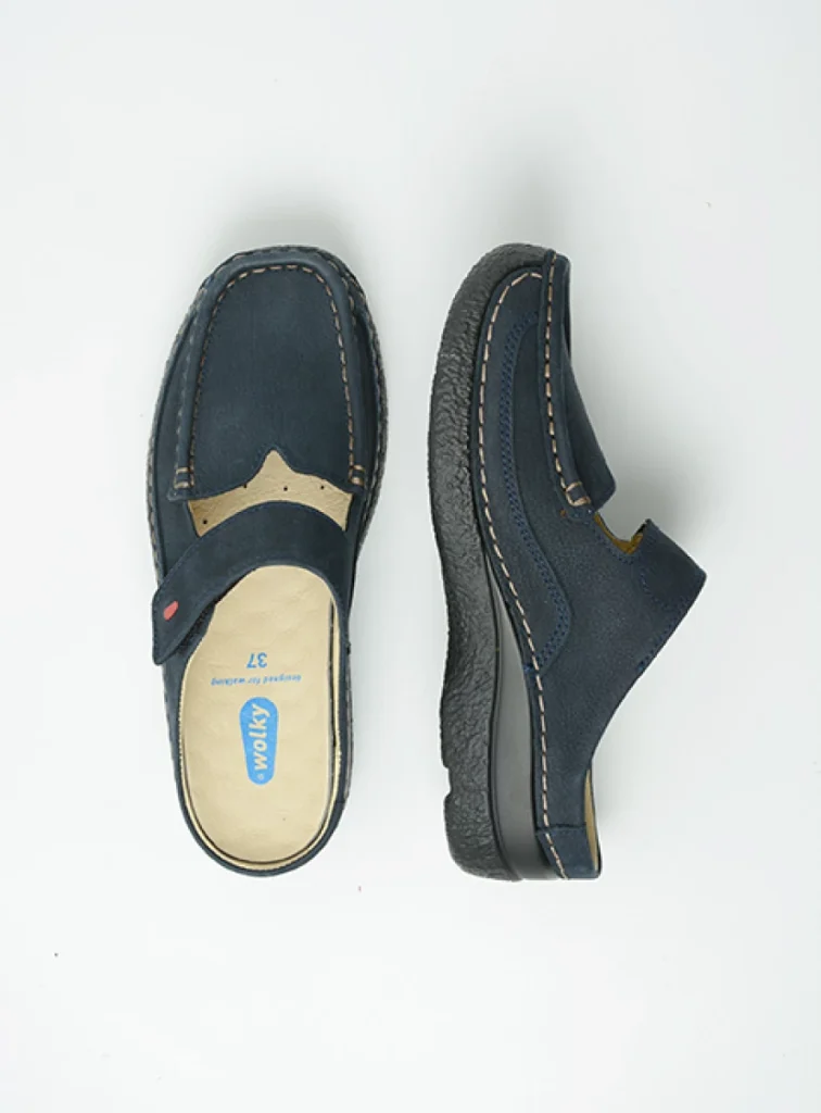 Wolky Klompen 06227 Roll Slipper 13800 blauw nubuck