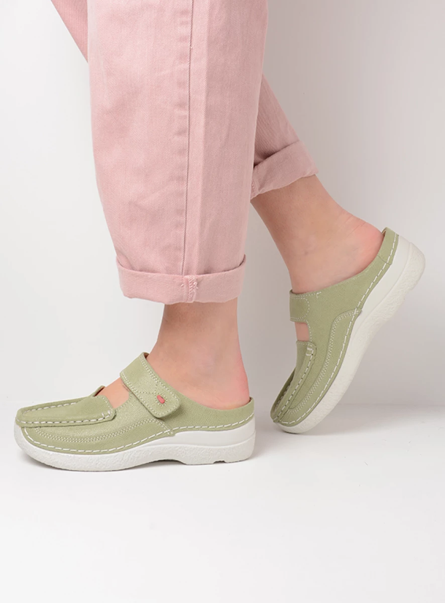 Wolky Slippers 06227 Roll Slipper 15706 lichtgroen nubuck