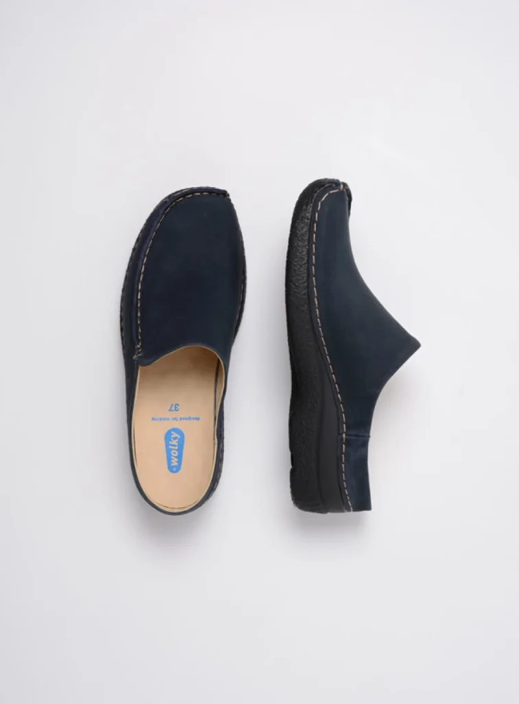 Wolky Klompen 06250 Seamy Slide 16800 blauw nubuck